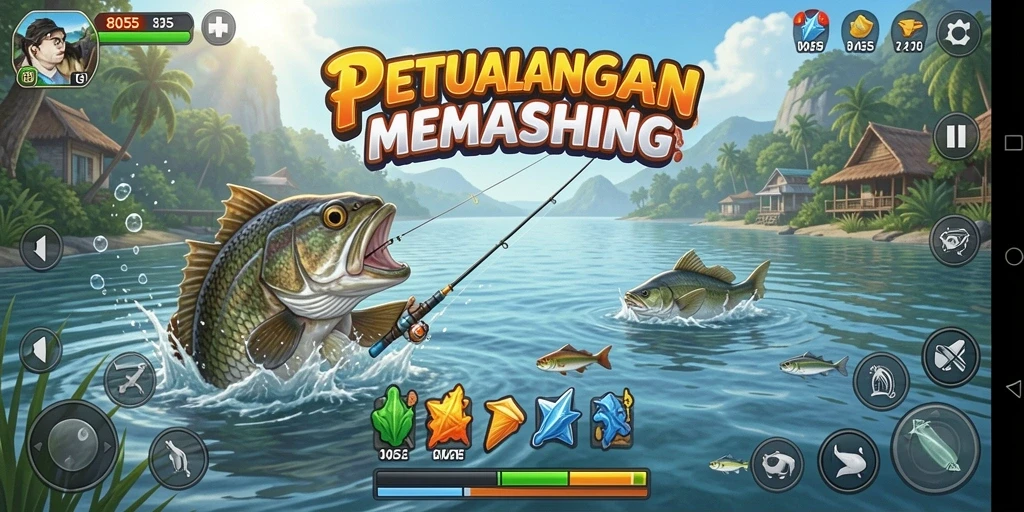 Tampilan gameplay Fishing yang menarik dalam 8055.