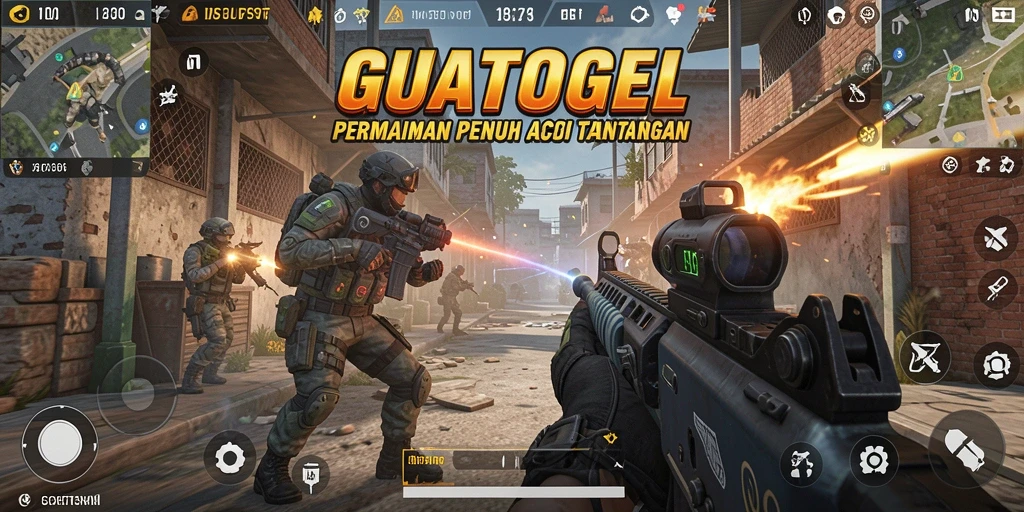 Screenshot gameplay GUATOGEL menunjukkan aksi seru dalam pertempuran FPS.