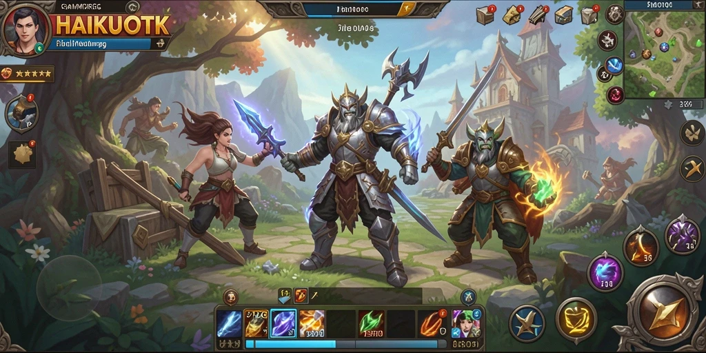 Screenshot gameplay HAIKUOTK yang menampilkan aksi pertempuran seru.