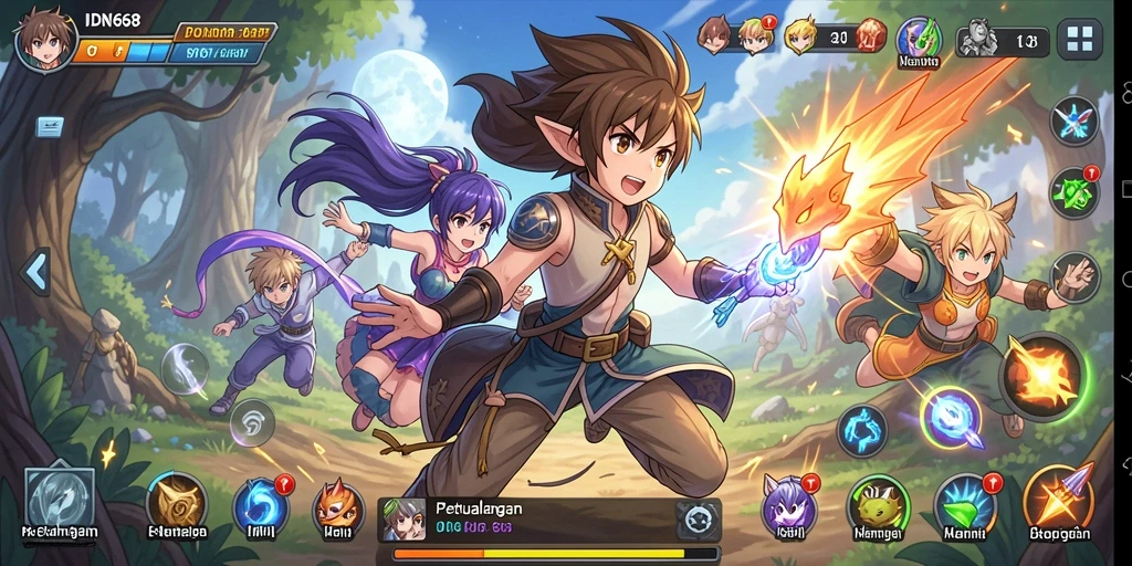 Tangkapan layar IDN668 menampilkan karakter Anime dalam aksi yang mendebarkan.