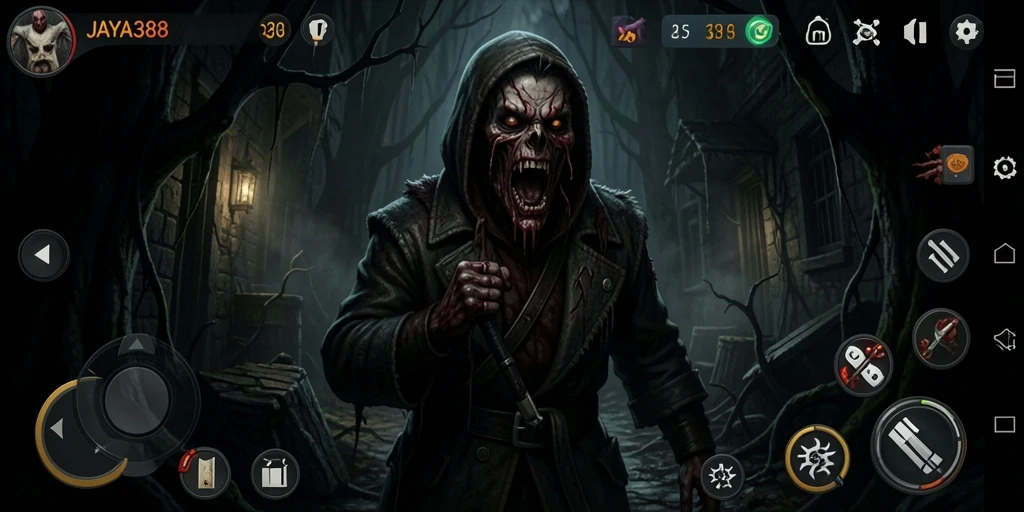 Screenshot gameplay JAYA388 menampilkan momen mencekam dan atmosfer menakutkan.