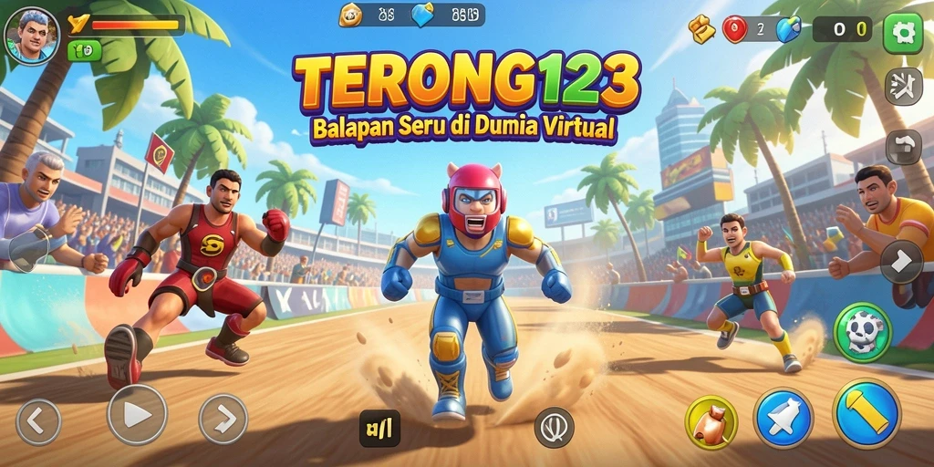 Tampilan mendebarkan dari gameplay balapan di TERONG123.