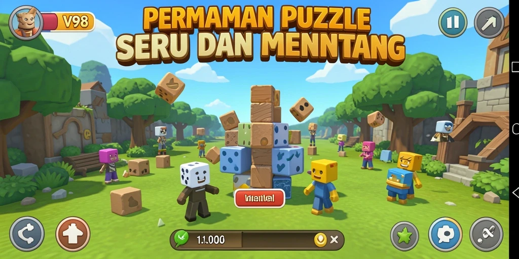 Tampilan gameplay menarik dari puzzle V98 yang menantang.