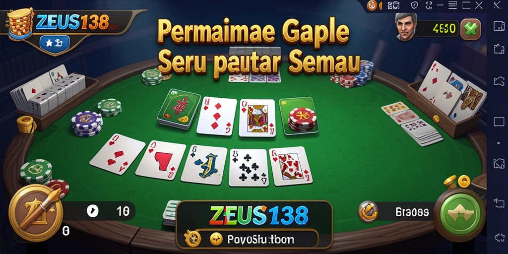 Screenshot utama ZEUS138 menampilkan gameplay Gaple yang seru.